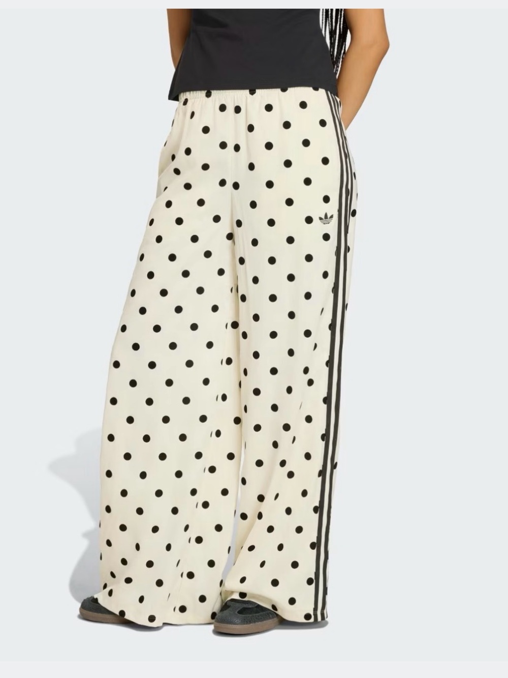 adidas Originals Cream Wide-Leg Track Pants with Black Polka Dots